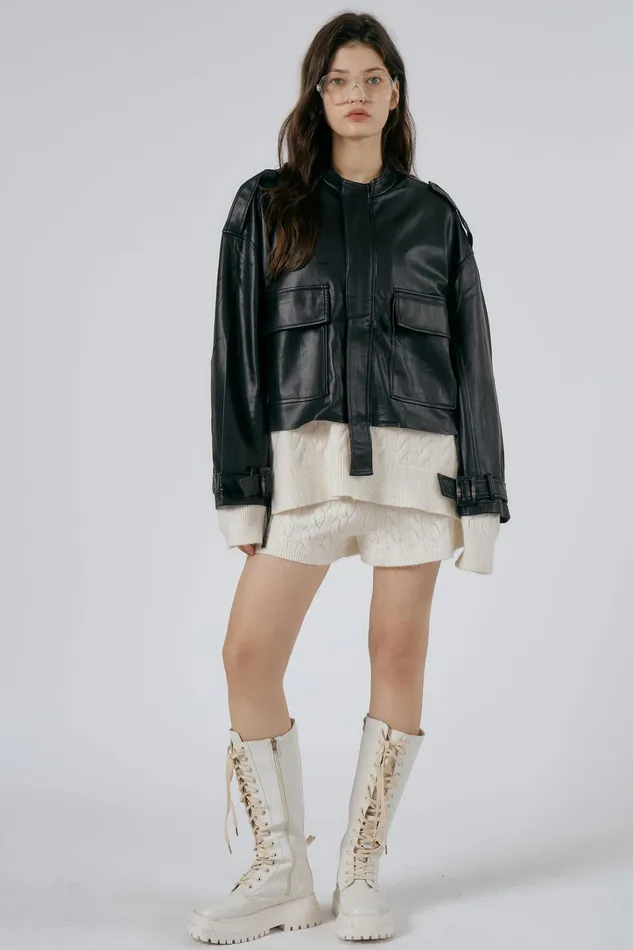 Storets Celina Faux Leather Rider Jacket Women Jackets and Coats Storets Celina Faux Leather Rider Jacket Women Jackets and Coats