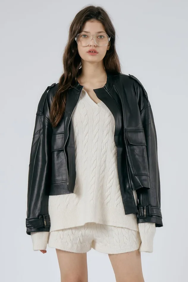Storets Celina Faux Leather Rider Jacket Women Jackets and Coats Storets Celina Faux Leather Rider Jacket Women Jackets and Coats