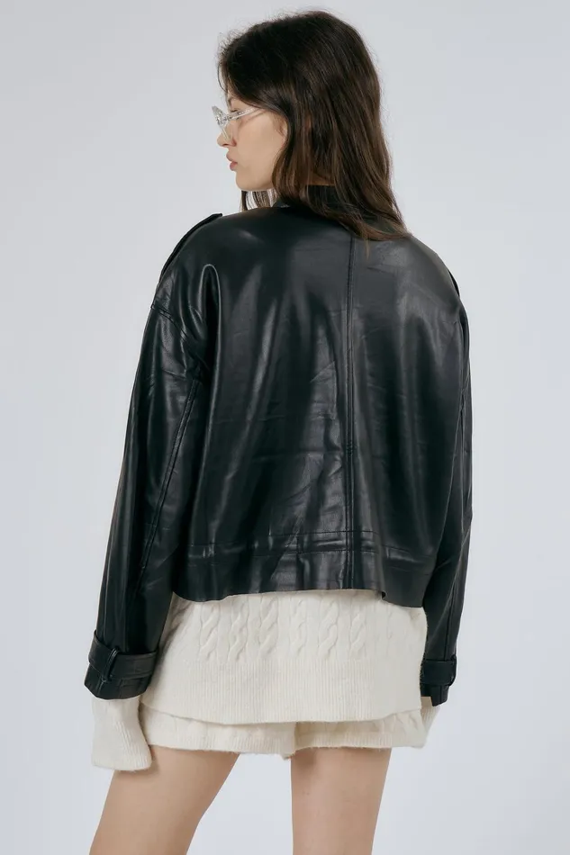 Storets Celina Faux Leather Rider Jacket Women Jackets and Coats Storets Celina Faux Leather Rider Jacket Women Jackets and Coats