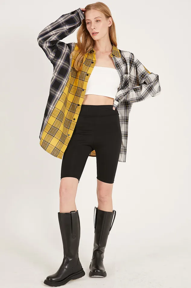 Storets Clara Multi Color Plaid Oversized Shirt Women Shirts and Blouses
