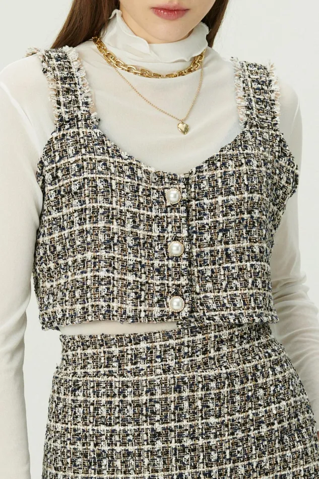 Storets Diana Tweed Crop Top Women Tops