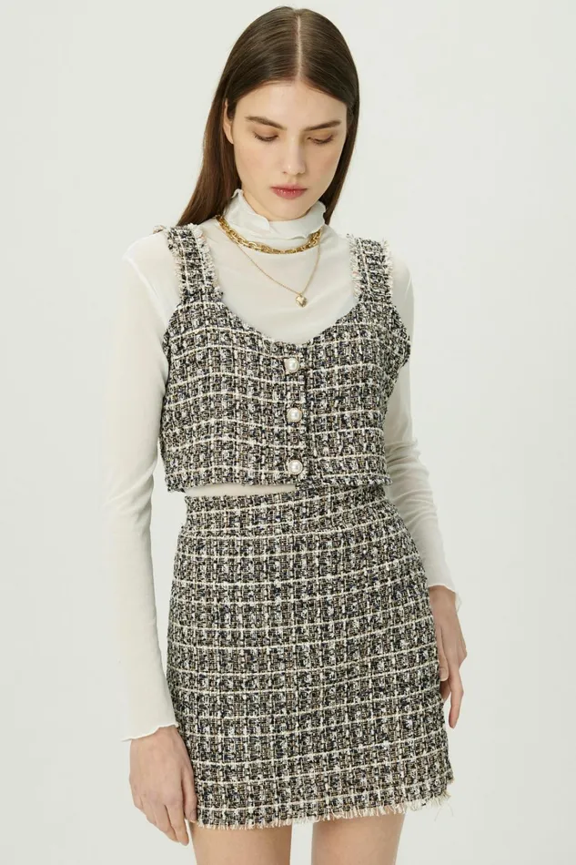 Storets Diana Tweed Crop Top Women Tops