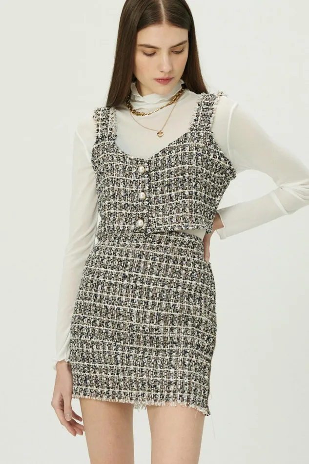 Storets Diana Tweed Crop Top Women Tops
