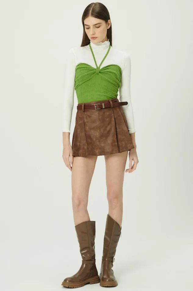 Storets Isabella Front Knot Knitted Top Women Crop Tops