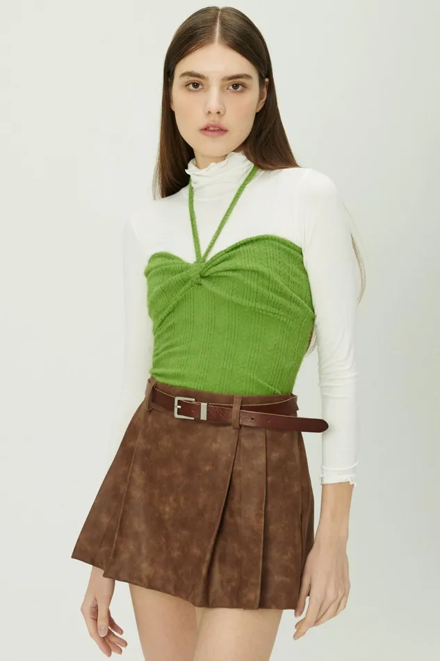 Storets Isabella Front Knot Knitted Top Women Crop Tops