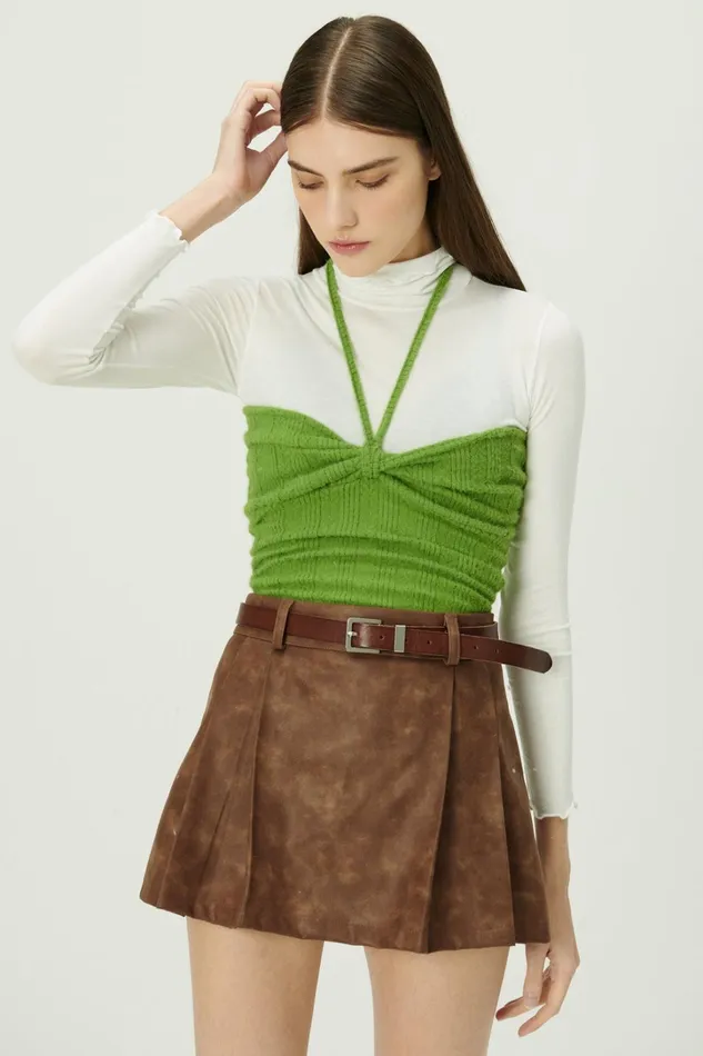 Storets Isabella Front Knot Knitted Top Women Crop Tops