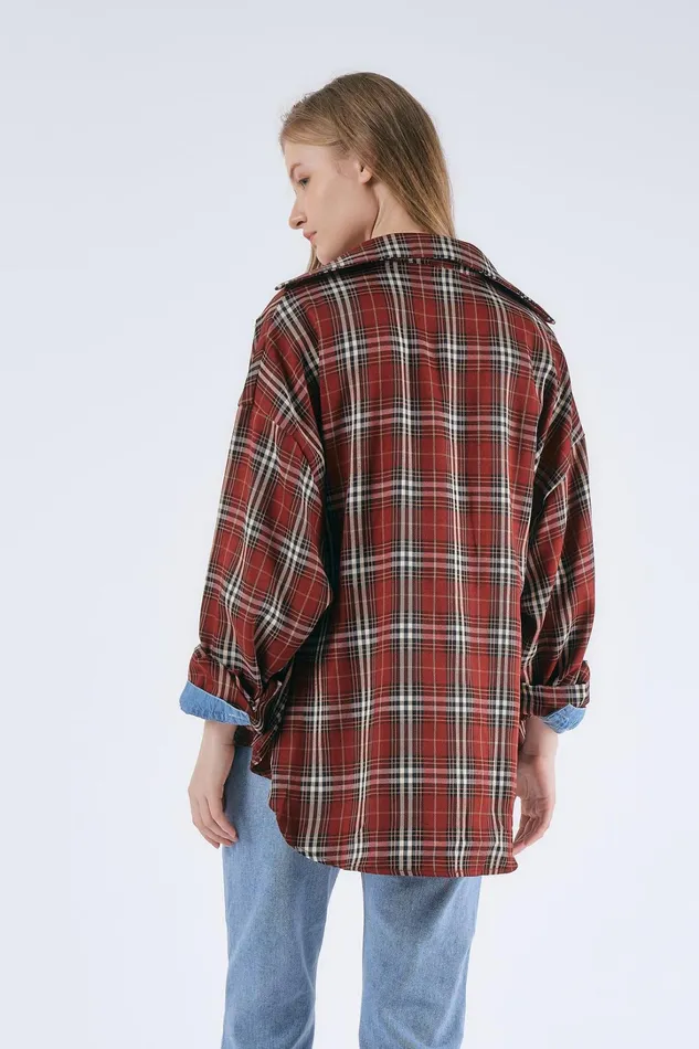 Storets Jenna Oversized Plaid Shirt Women Shirts and Blouses
