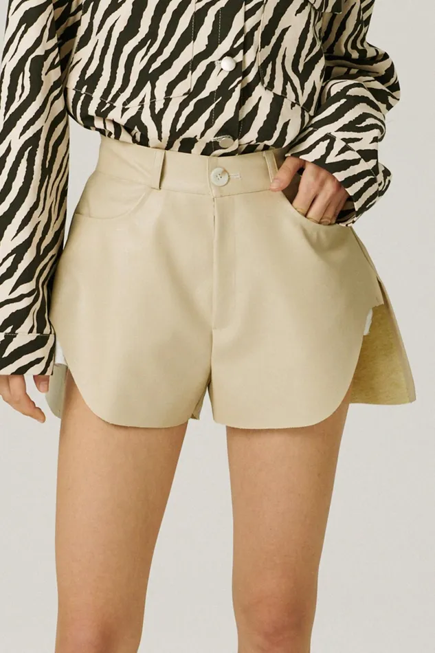 Storets Lola Overlay Pleather Short Women Shorts