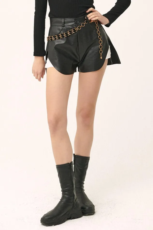 Storets Lola Overlay Pleather Short Women Shorts