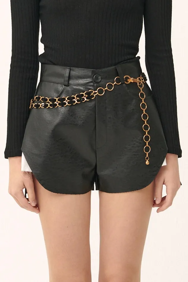 Storets Lola Overlay Pleather Short Women Shorts