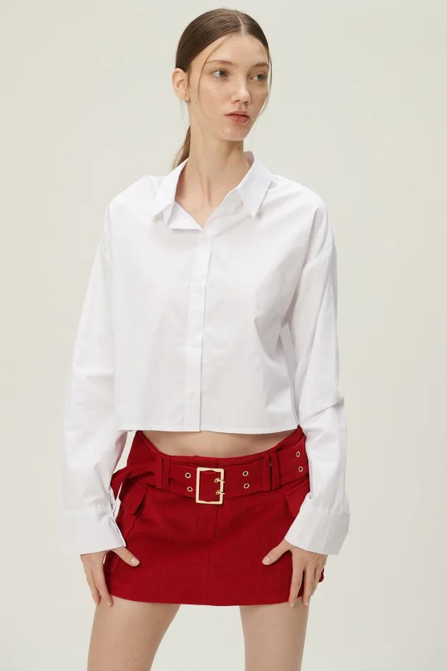 Storets Lucy Open Back Crop Shirt Women Crop Tops