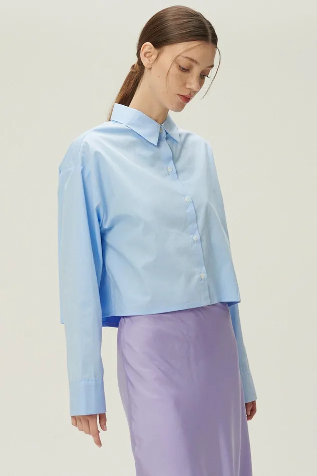 Storets Lucy Open Back Crop Shirt Women Crop Tops