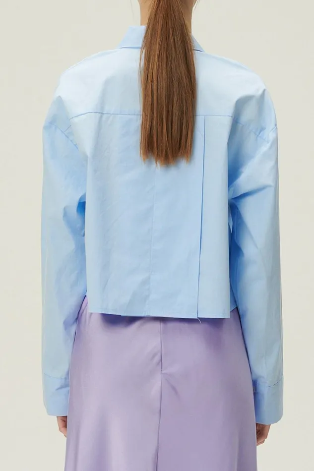 Storets Lucy Open Back Crop Shirt Women Crop Tops