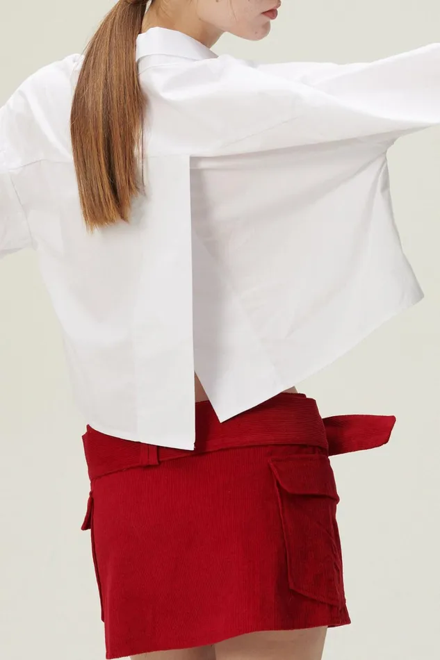 Storets Lucy Open Back Crop Shirt Women Crop Tops