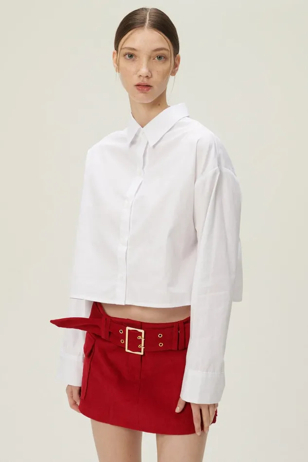 Storets Lucy Open Back Crop Shirt Women Crop Tops