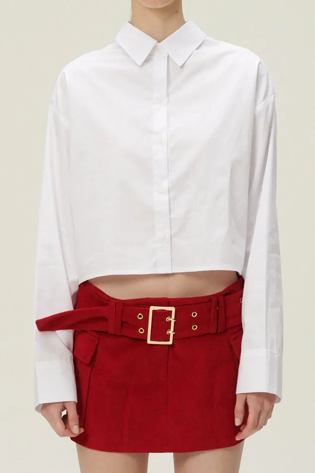 Storets Lucy Open Back Crop Shirt Women Crop Tops