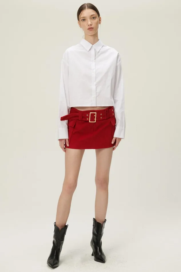 Storets Lucy Open Back Crop Shirt Women Crop Tops