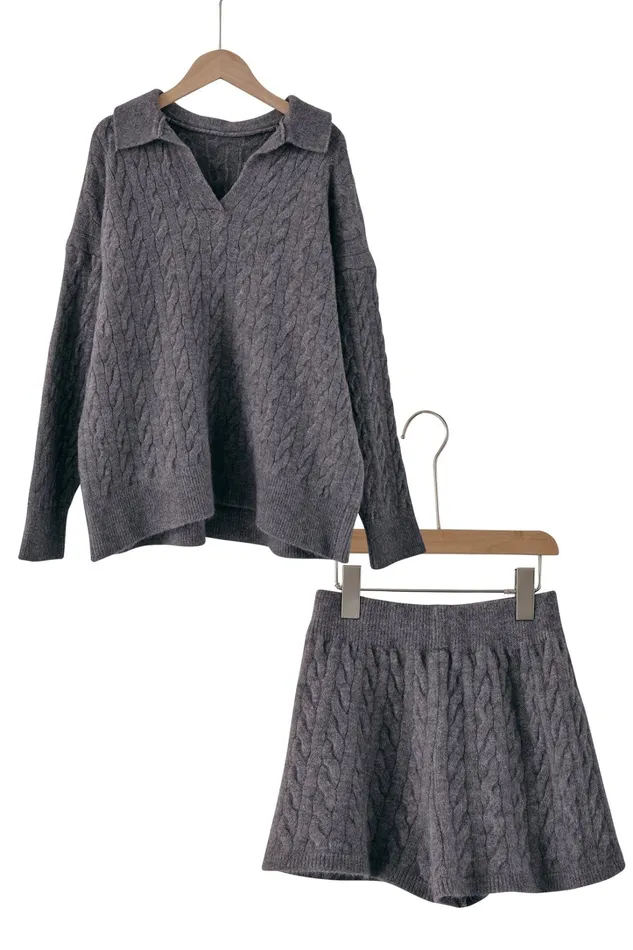 Storets Luna Cable Knitted Top And Shorts Set Women Tops Storets Luna Cable Knitted Top And Shorts Set Women Tops