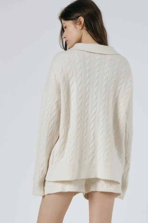 Storets Luna Cable Knitted Top And Shorts Set Women Tops Storets Luna Cable Knitted Top And Shorts Set Women Tops