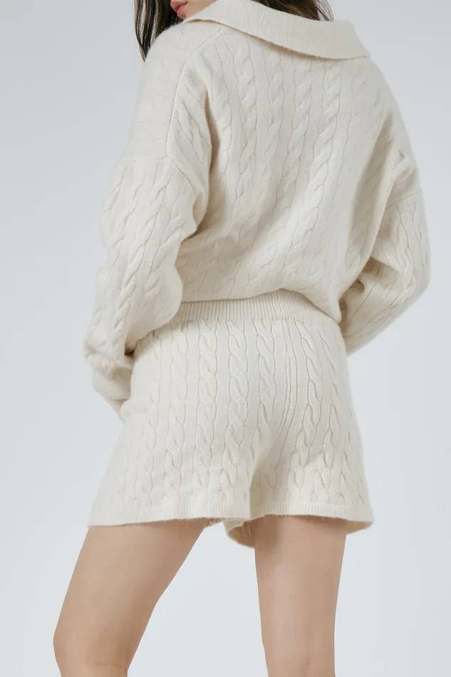 Storets Luna Cable Knitted Top And Shorts Set Women Tops Storets Luna Cable Knitted Top And Shorts Set Women Tops
