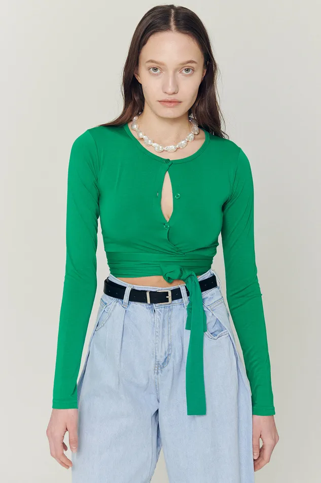 Storets Mely Buttoned Wrap Top Women Tops