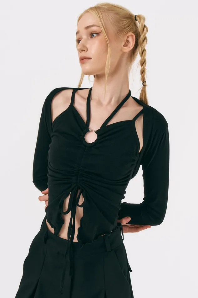 Storets Mindy Ruched Top And Cardi Set Women Tops