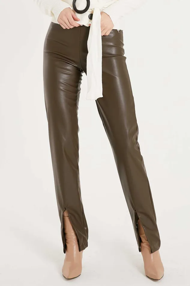 Storets Noor Front Slit Pleather Pants Women Trousers