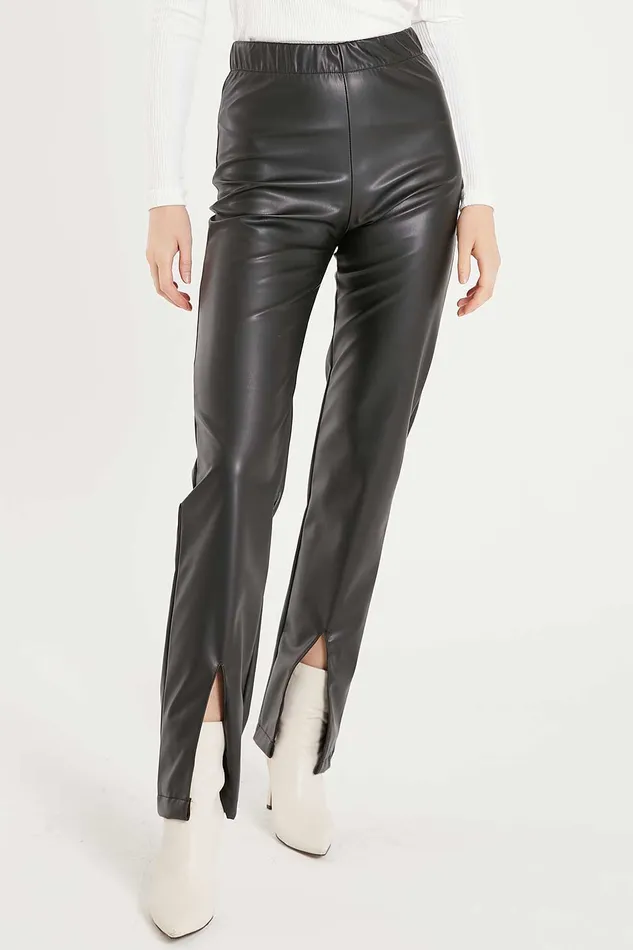 Storets Noor Front Slit Pleather Pants Women Trousers