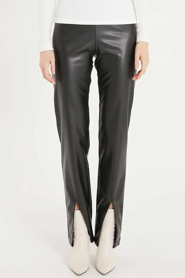 Storets Noor Front Slit Pleather Pants Women Trousers