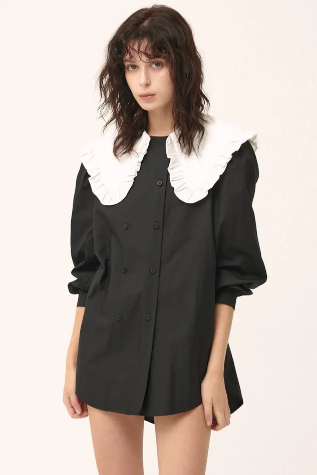Storets Penelope Puff Sleeve ShirtDress Women Mini Dresses