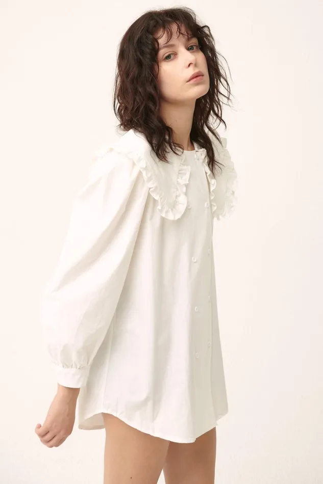 Storets Penelope Puff Sleeve ShirtDress Women Mini Dresses Storets Penelope Puff Sleeve ShirtDress Women Mini Dresses