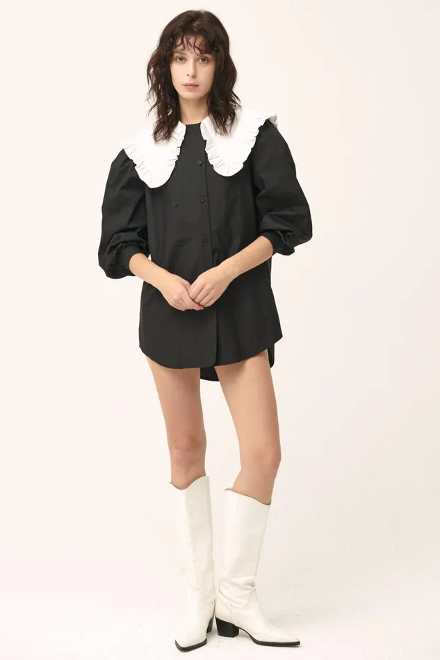 Storets Penelope Puff Sleeve ShirtDress Women Mini Dresses Storets Penelope Puff Sleeve ShirtDress Women Mini Dresses