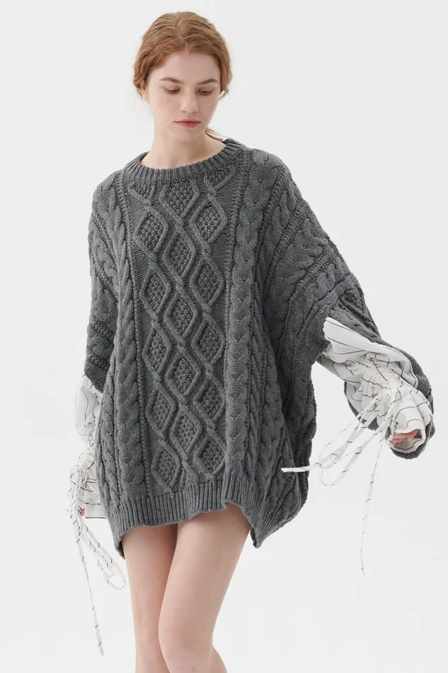 Storets Sadie Shirt Combo Knit Pullover Women Sweaters and Knitwears