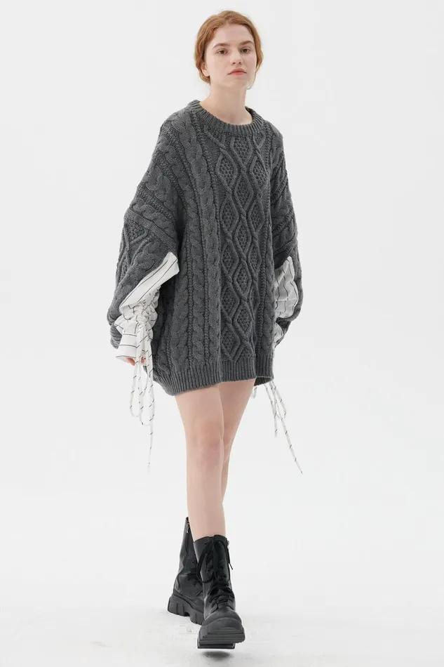 Storets Sadie Shirt Combo Knit Pullover Women Sweaters and Knitwears