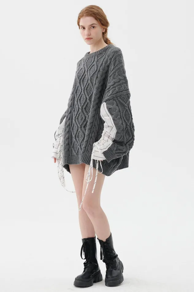 Storets Sadie Shirt Combo Knit Pullover Women Sweaters and Knitwears