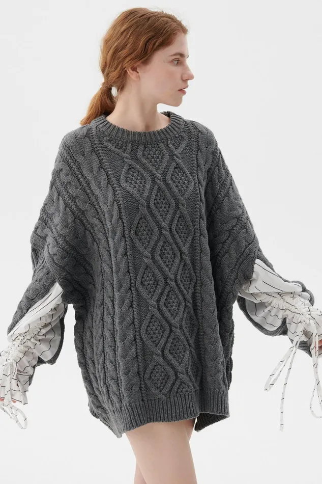 Storets Sadie Shirt Combo Knit Pullover Women Sweaters and Knitwears