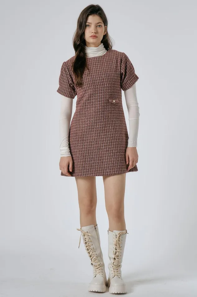 Storets Scarlett Tweed Mini Dress Women Mini Dresses Storets Scarlett Tweed Mini Dress Women Mini Dresses