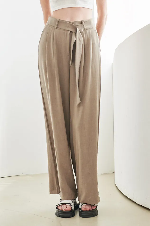 Storets Tammy Belted Pintuck Pants Women Trousers
