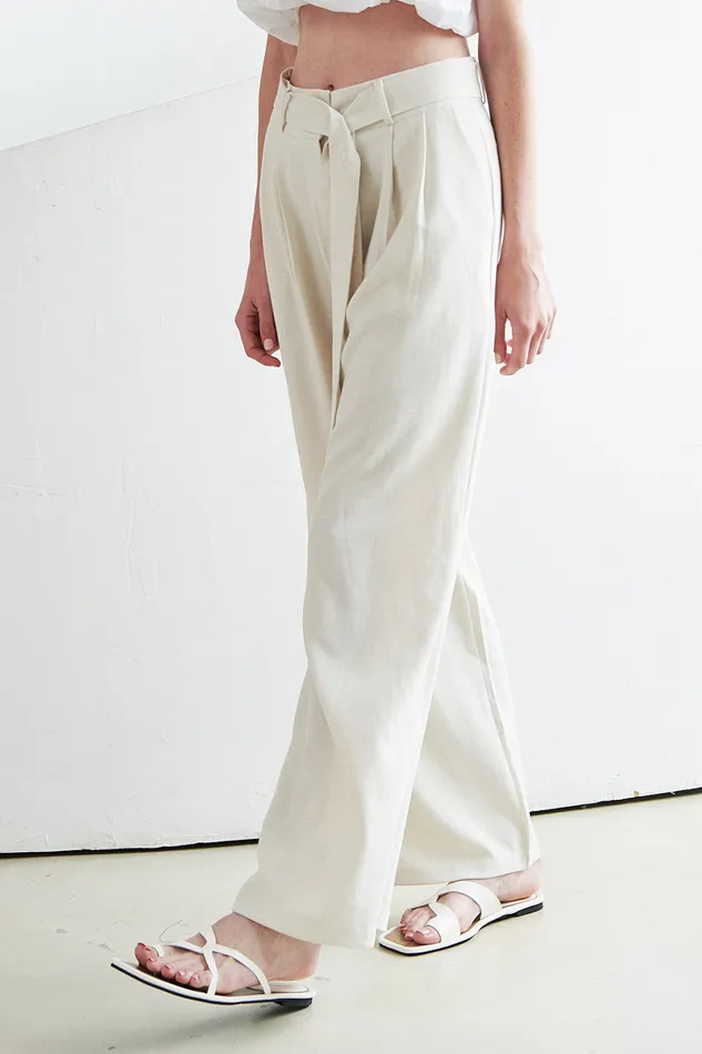 Storets Tammy Belted Pintuck Pants Women Trousers