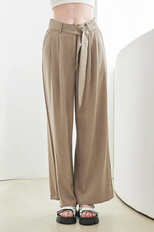 Storets Tammy Belted Pintuck Pants Women Trousers