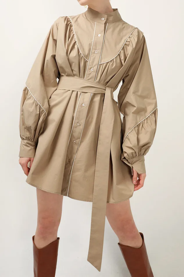 Storets Tori Piping Detail Shirt Dress Women Mini Dresses
