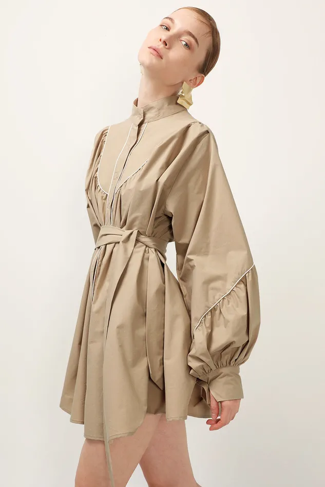 Storets Tori Piping Detail Shirt Dress Women Mini Dresses