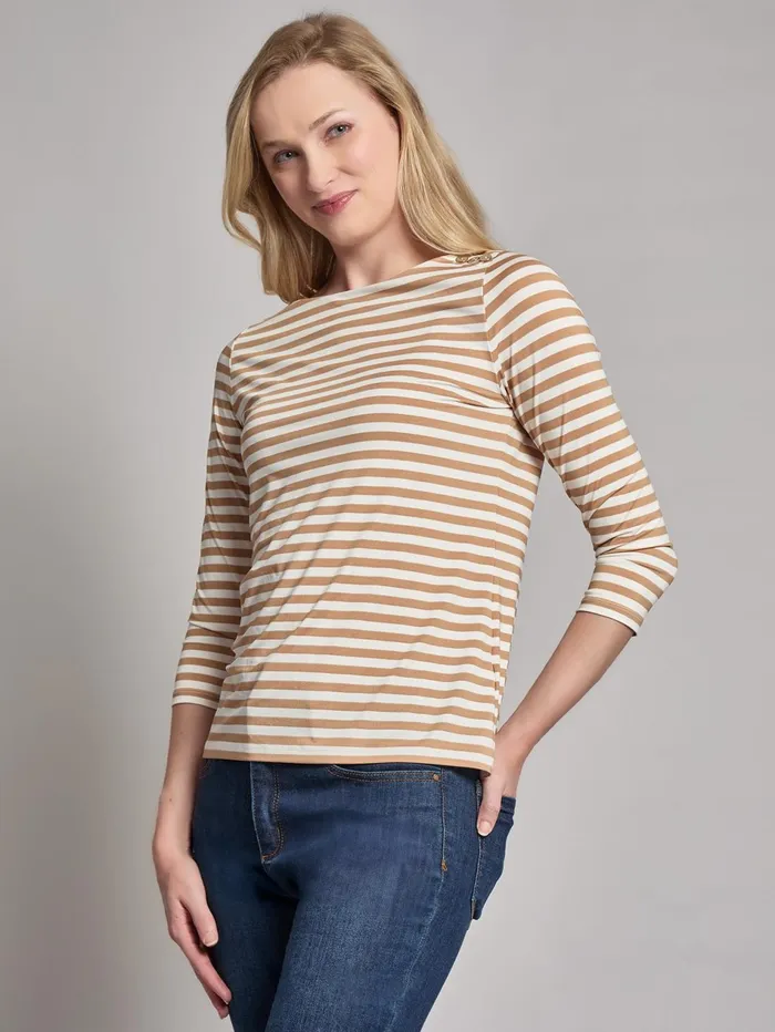 Stripe Button Shoulder Jersey Top Women Jones New York Tops and Blouses Stripe Button Shoulder Jersey Top Women Jones New York Tops and Blouses