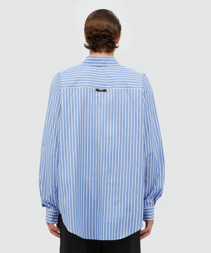Striped Light Blue Poplin Shirt Men MSGM Shirts