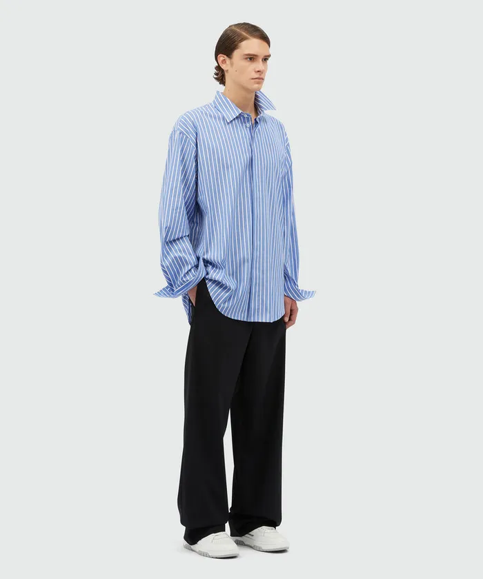 Striped Light Blue Poplin Shirt Men MSGM Shirts