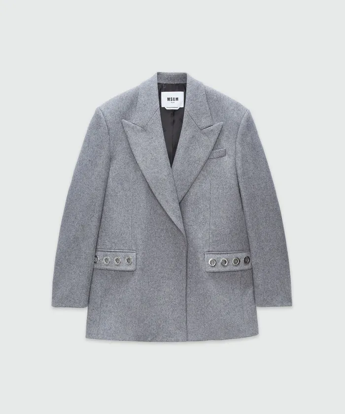 Structured Wool Jacket With Studs Women MSGM Blazers