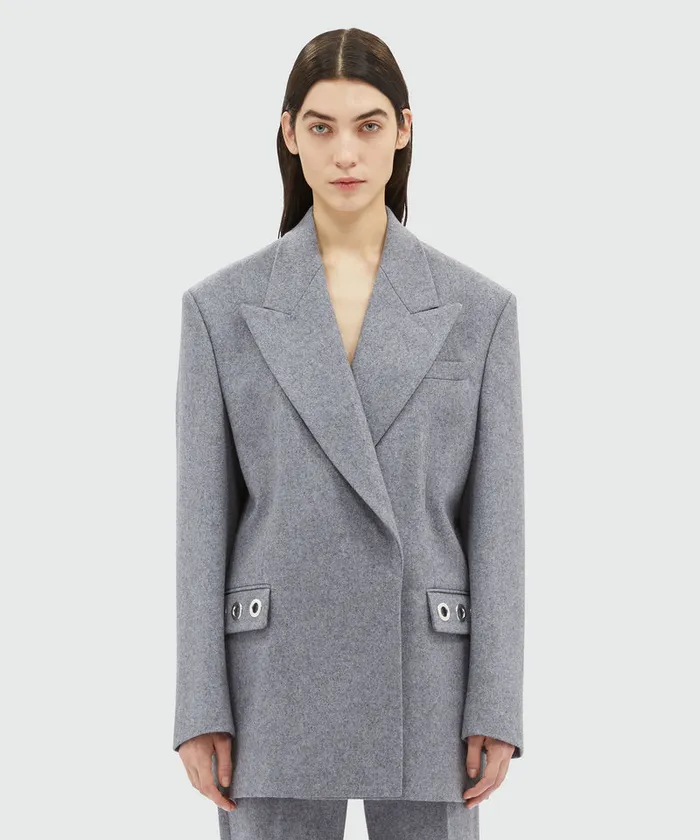 Structured Wool Jacket With Studs Women MSGM Blazers