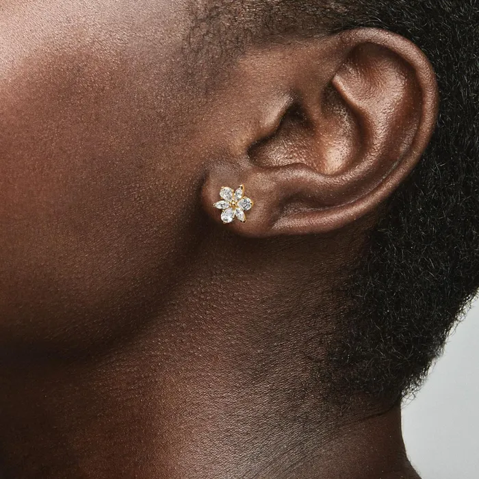 Stud Earrings Women Pandora Sparkling Herbarium Cluster Stud Earrings Gold Plated