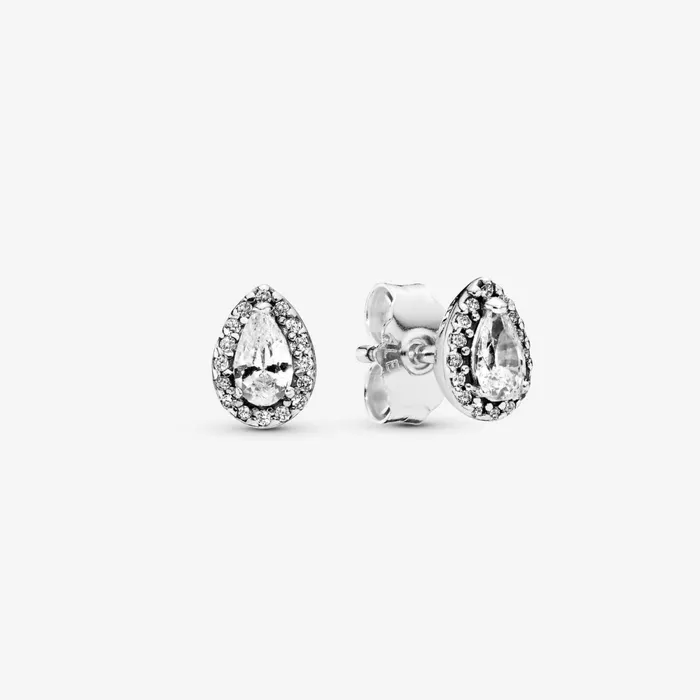Stud Earrings Women Pandora Sparkling Teardrop Halo Stud Earrings Sterling Silver