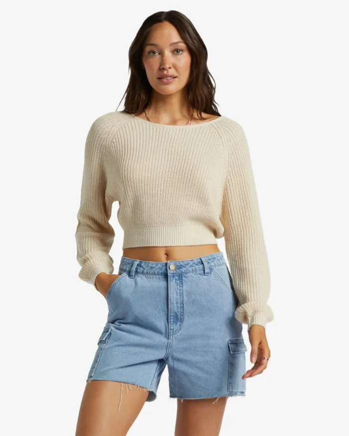Sun Soaked VNeck Sweater Whitecap Women Billabong Sweaters